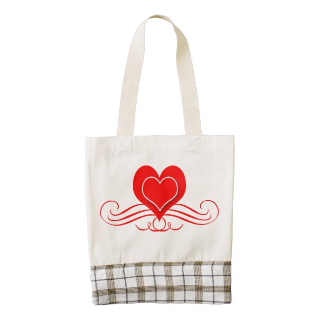 Red hearts and scrolls design zazzle HEART tote bag (Front)