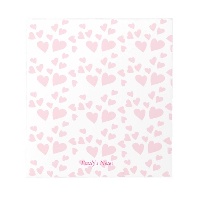 Red Hearts and White Background Notepad (Front)