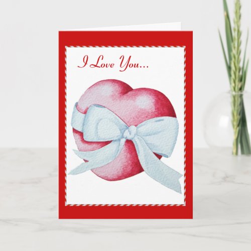 red hearts and white bow with short love verse card