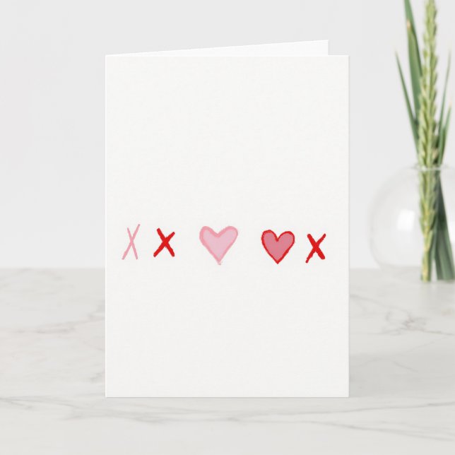 Red Hearts And Xs Love Card (Front)