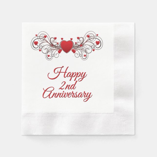 Red Hearts Any Anniversary Napkins (Front)