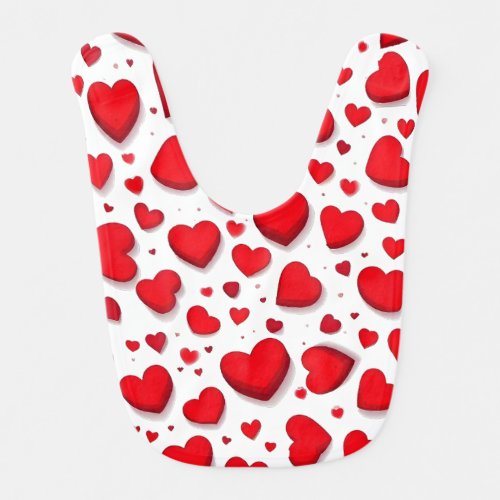 Red Hearts Baby Bib