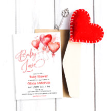 Red Hearts Baby Love Valentine's Baby Shower