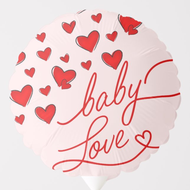 Red Hearts Baby Love Valentine's Girl Baby Shower Balloon (Front)