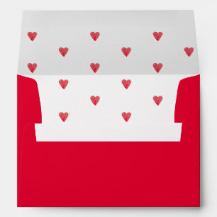 Red Hearts Baby Shower Return Envelope
