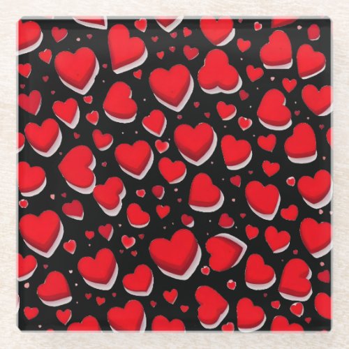 Red Hearts Background Coaster