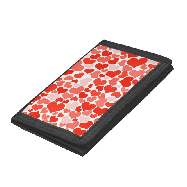 Red Hearts Background Trifold Wallet (Bottom)