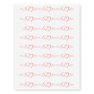 Red Hearts Banner Bar Love Valentines Wedding Temporary Tattoos