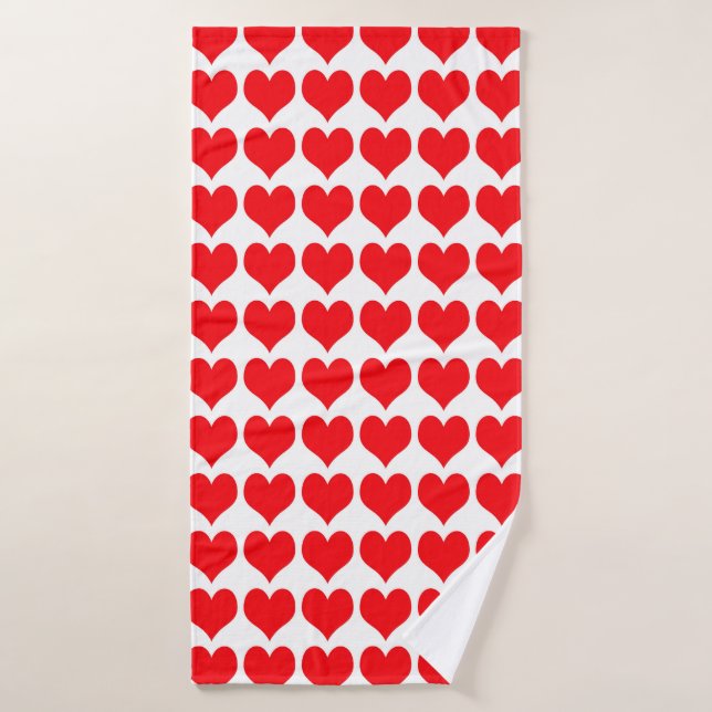 Red Hearts Bath Towel (Bath Towel)