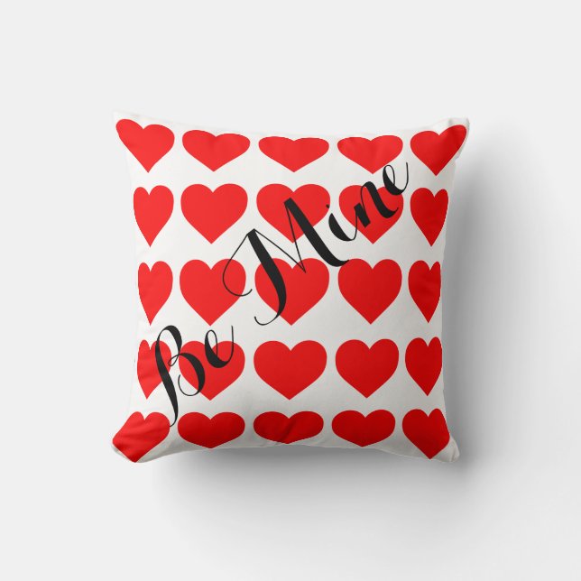 Red Hearts - be mine Throw Pillow (Front)