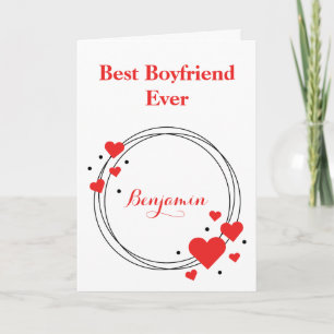 Red Hearts Best Boyfriend Ever Valentine's Day  Holiday Card