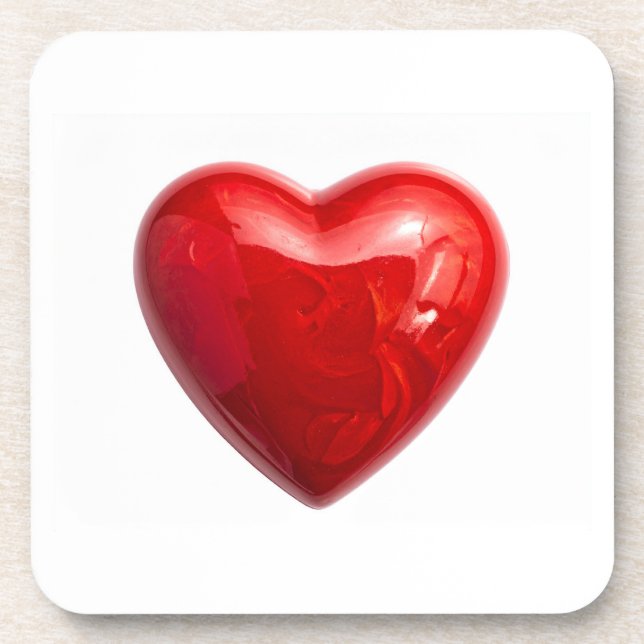 Red hearts beverage coaster (Front)