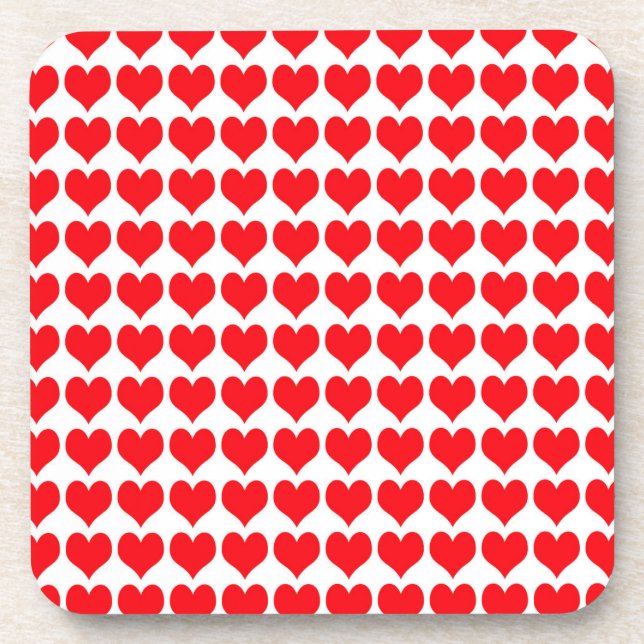Red Hearts Beverage Coaster (Front)