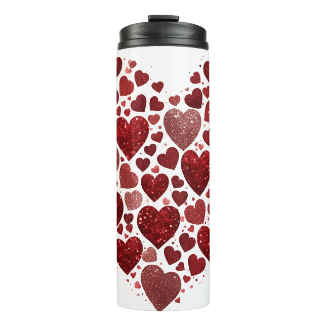 Red hearts big love Valentines day Thermal Tumbler (Front)