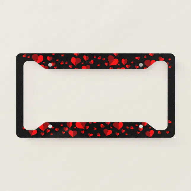 Red Hearts Black Background License Plate Frame Zazzle