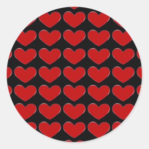 Red Hearts Black Background Love Wedding Classic Round Sticker