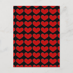 Red Hearts Black Background Love Wedding Postage Postcard