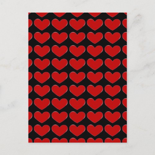 Red Hearts Black Background Love Wedding Postage Postcard