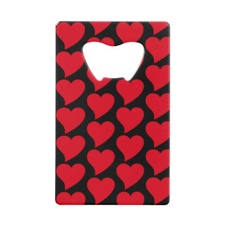 Red Hearts Black Background Personalized Custom Credit Card Bottle Opener