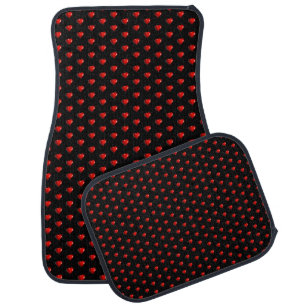 Red Hearts Black Floor Car Mats