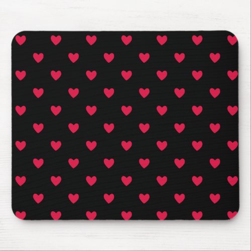 Red Hearts Black Medium Seamless Pattern Mouse Pad