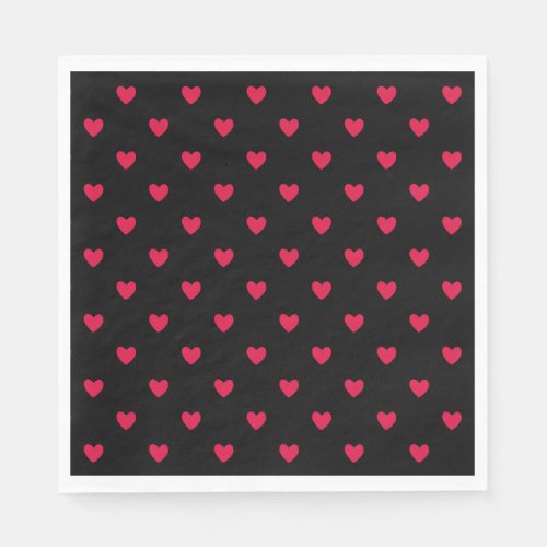 Red Hearts Black Medium Seamless Pattern  Napkins