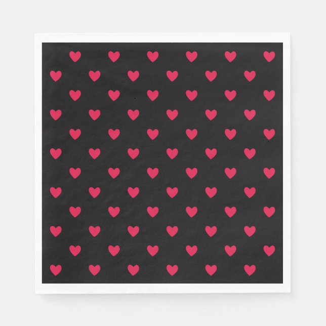 Red Hearts Black Medium Seamless Pattern  Napkins (Front)