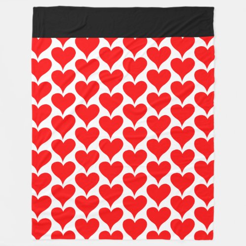 Red Hearts Black Pattern Fleece Blanket