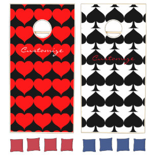 Red Hearts Black Spades Thunder_Cove Cornhole Set