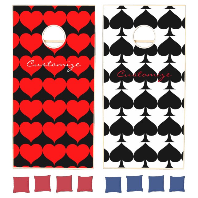 Red Hearts Black Spades Thunder_Cove Cornhole Set (Set)