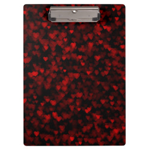 Red Hearts Blurry Vision Dark Black Romantic Love Clipboard