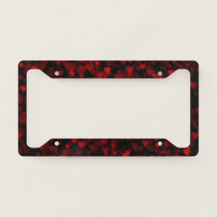 Red Hearts Blurry Vision Dark Black Romantic Love License Plate Frame