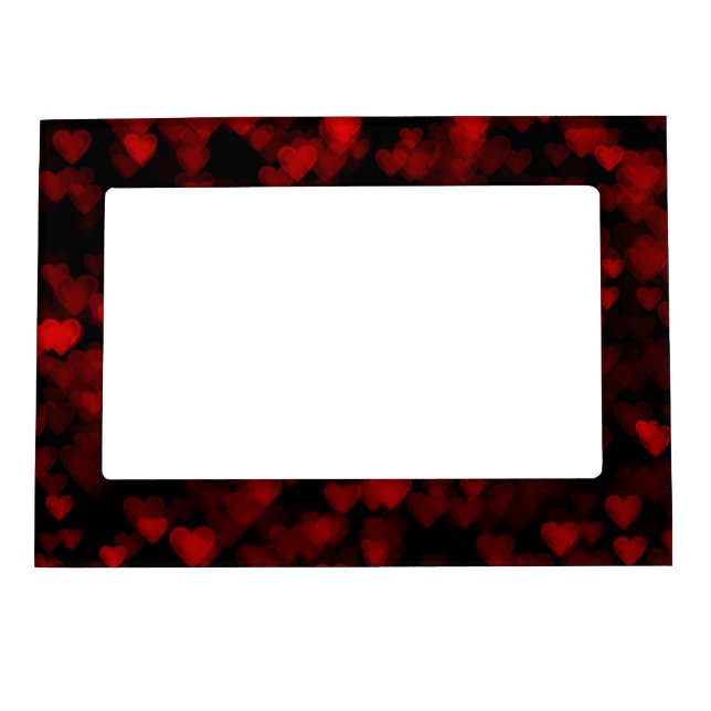 Red Hearts Blurry Vision Dark Black Romantic Love Magnetic Frame (Front)