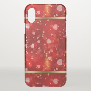 Red hearts bokeh glitter iPhone XS case