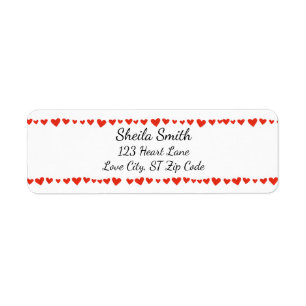 Red Hearts Border custom Address Labels