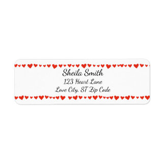 Red Hearts Border custom Address Labels