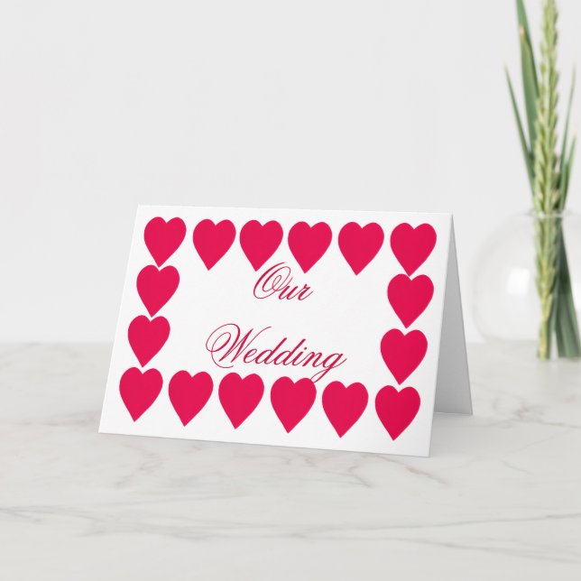 Red Hearts Border Wedding Invitation Cards (Front)