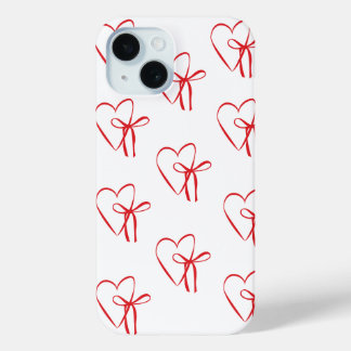 red hearts iPhone 15 case