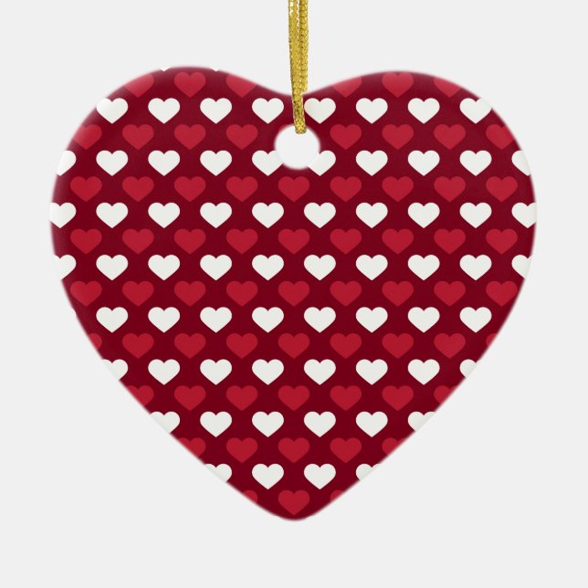 Red Hearts Ceramic Ornament (Front)