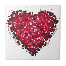Red Hearts Ceramic Tile