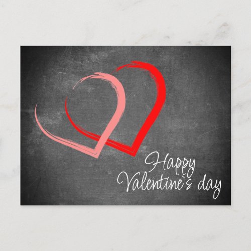 Red Hearts Chalkboard Happy Valentines Day Holiday Postcard