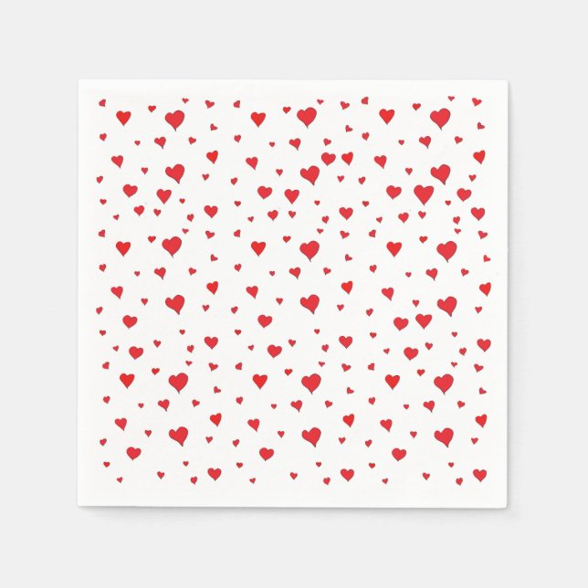 Red hearts cocktail napkin (Front)