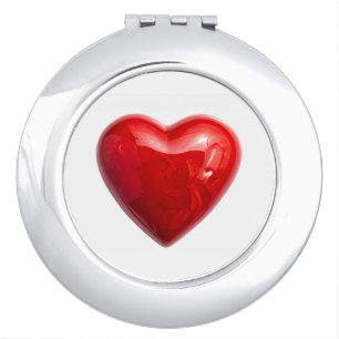 Red hearts compact mirror