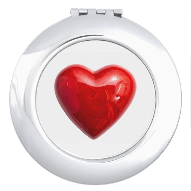 Red hearts compact mirror (Front)