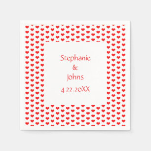Red Hearts Couple Romantic Custom Name Wedding Napkins