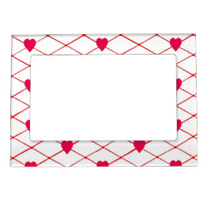 Red Hearts Criss Cross Pattern Magnetic Frames