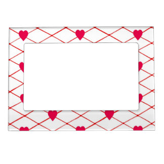 Red Hearts Criss Cross Pattern Magnetic Frames