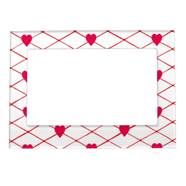 Red Hearts Criss Cross Pattern Magnetic Frames (Front)