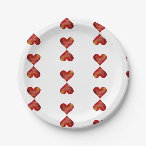 Red Hearts Custom Paper Plates 7 in