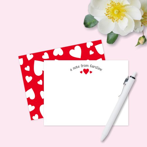 Red Hearts Cute Girly Note Card